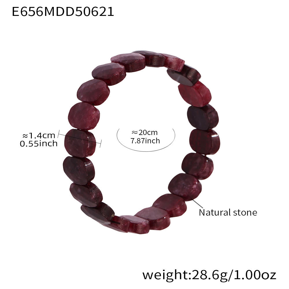 Bracelet extensible Olivenorma en pierres précieuses naturelles, perles ovales à facettes de 14 mm - Grenat - image 20