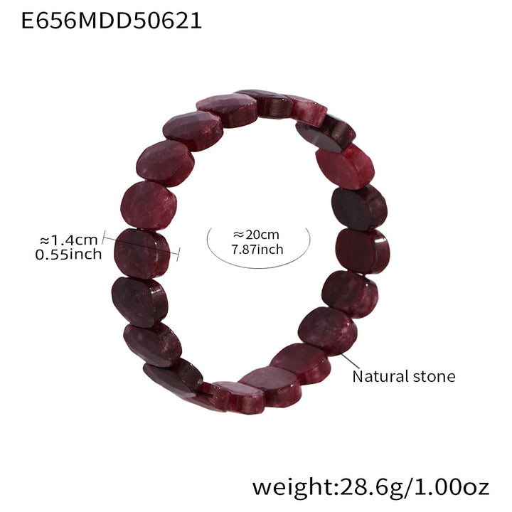 Bracelet extensible Olivenorma en pierres précieuses naturelles, perles ovales à facettes de 14 mm - Grenat - image 20