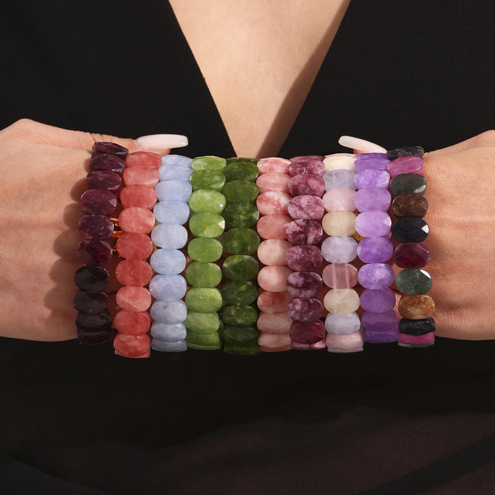Bracelet extensible Olivenorma en pierres précieuses naturelles, perles ovales à facettes de 14 mm - image 23