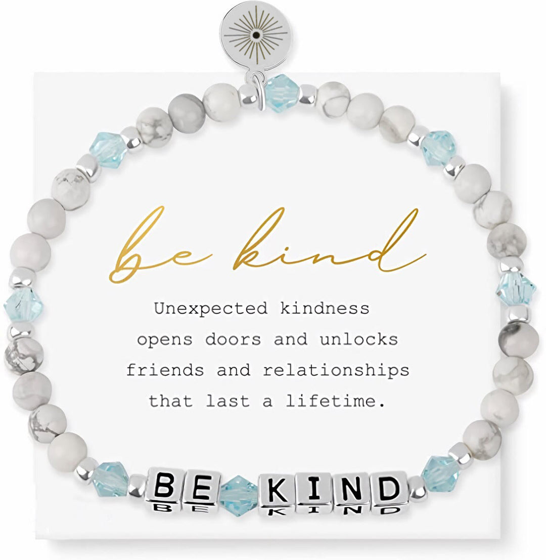 Bracelet Olivenorma GIRL POWER avec lettres et mots significatifs, perles et pierres précieuses - SOYEZ GENTIL (Howlite) - image 2
