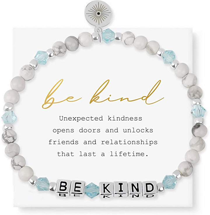Bracelet Olivenorma GIRL POWER avec lettres et mots significatifs, perles et pierres précieuses - SOYEZ GENTIL (Howlite) - image 2