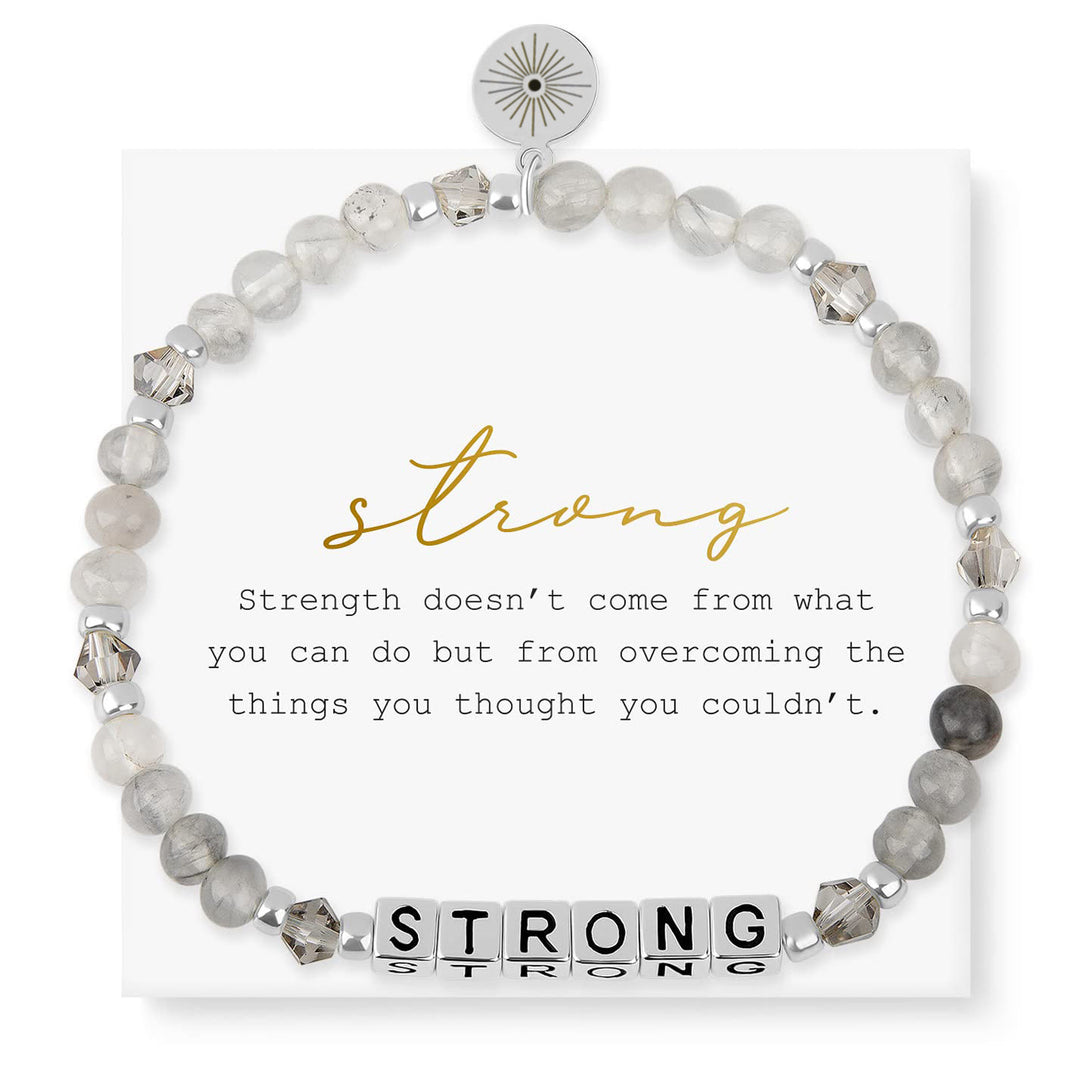 Bracelet Olivenorma GIRL POWER avec lettres et mots significatifs, perles et pierres précieuses - STRONG (Quartz rutile noir) - image 5