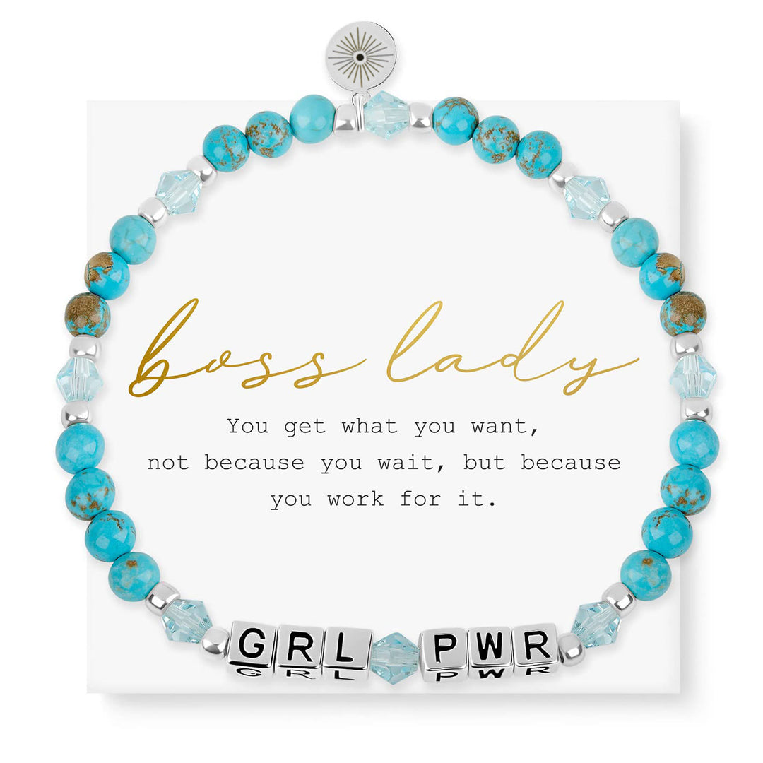 Bracelet Olivenorma GIRL POWER avec lettres et mots significatifs, perles et pierres précieuses - GIRL POWER (Turquoise) - image 0