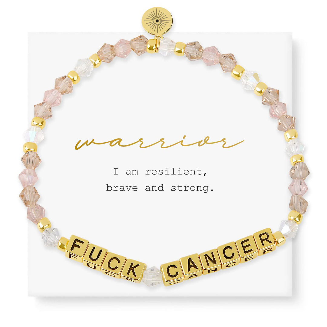 Bracelet Olivenorma GIRL POWER avec lettres et mots significatifs, perles et pierres précieuses - F**K CANCER (Quartz Rose) - image 7
