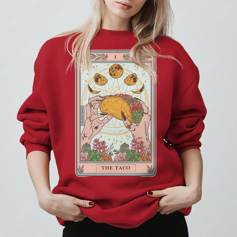 Sweat-shirt ample en polaire Olivenorma THE TACO avec motif de carte de tarot humoristique et phases de la lune - image 14