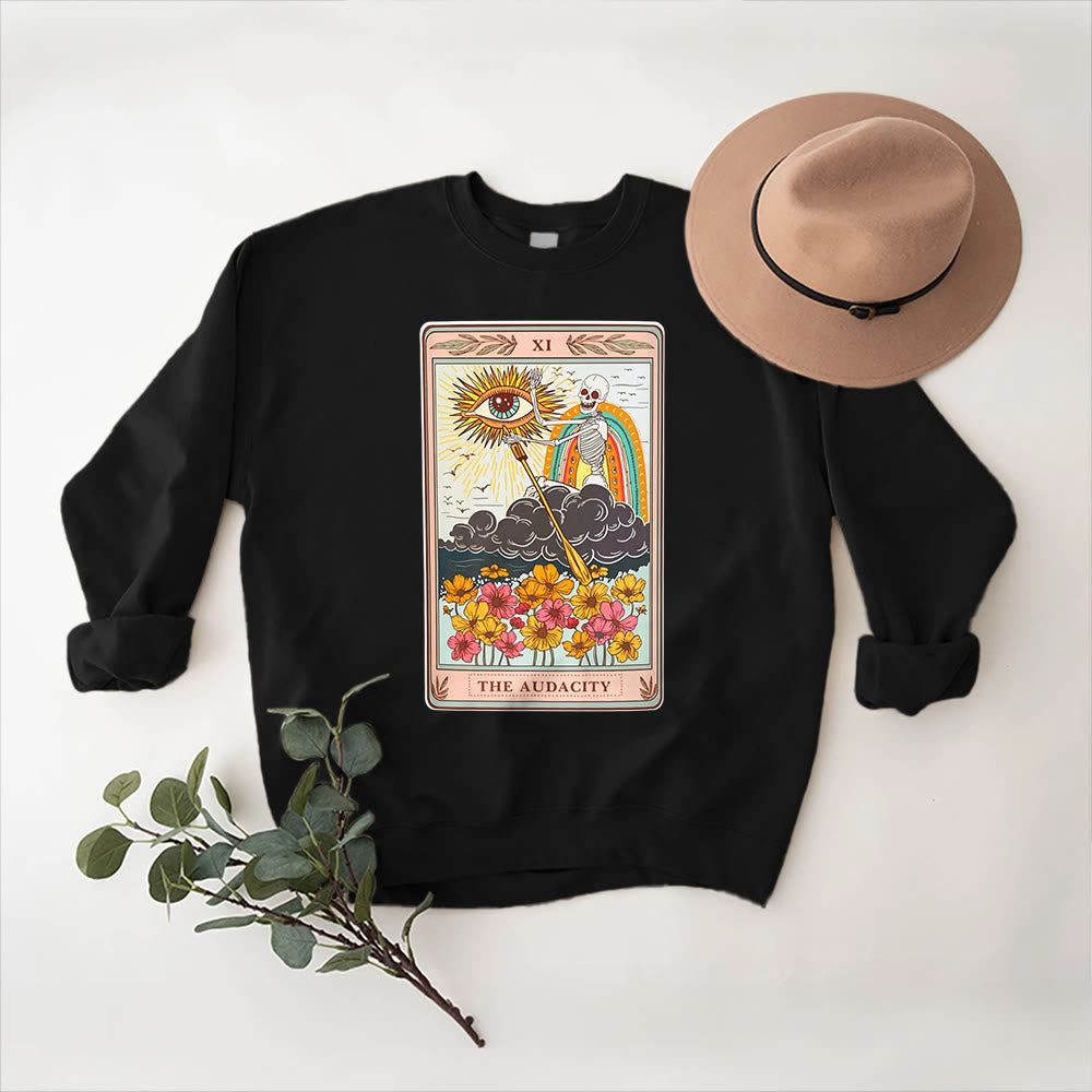 Sweat-shirt ras du cou unisexe Olivenorma THE AUDACITY Skull Tarot Card - Noir - 2XL - image 3