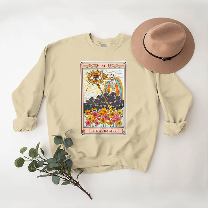 Sweat-shirt ras du cou unisexe Olivenorma THE AUDACITY Skull Tarot Card - Jaune clair - 2XL - image 9