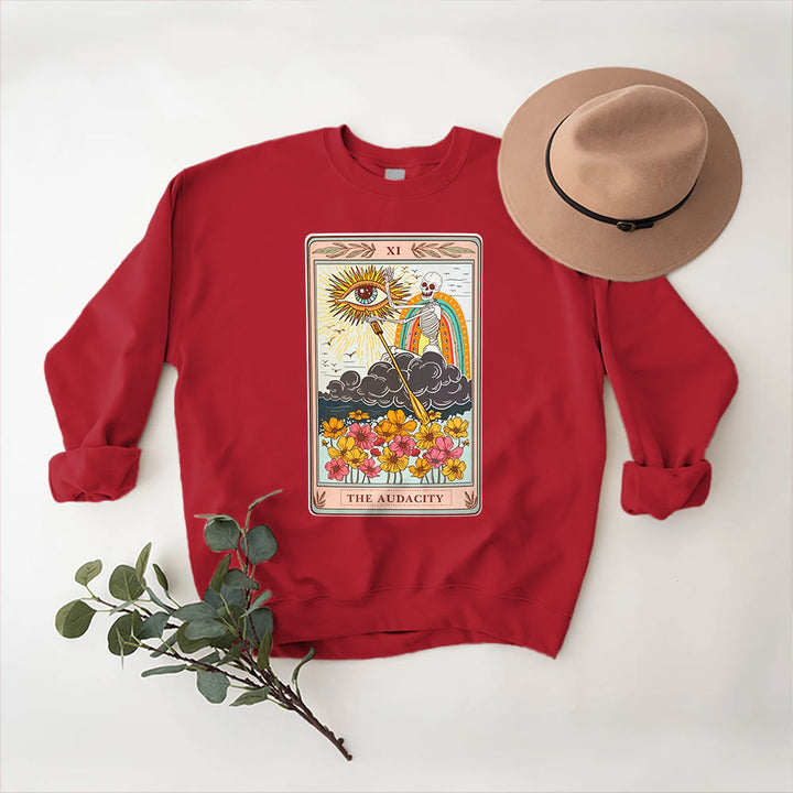 Sweat-shirt ras du cou unisexe Olivenorma THE AUDACITY Skull Tarot Card - Rouge - 2XL - image 11