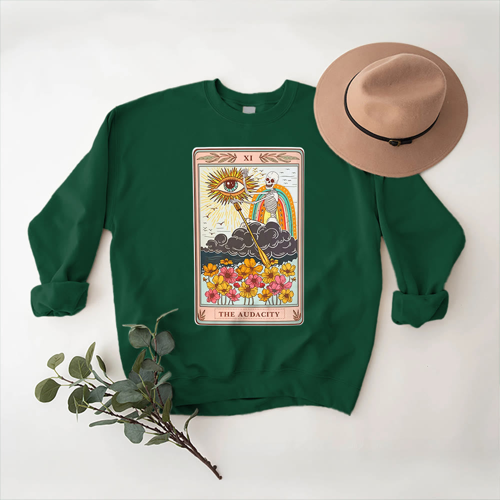 Sweat-shirt ras du cou unisexe Olivenorma THE AUDACITY Skull Tarot Card - Vert - 2XL - image 13