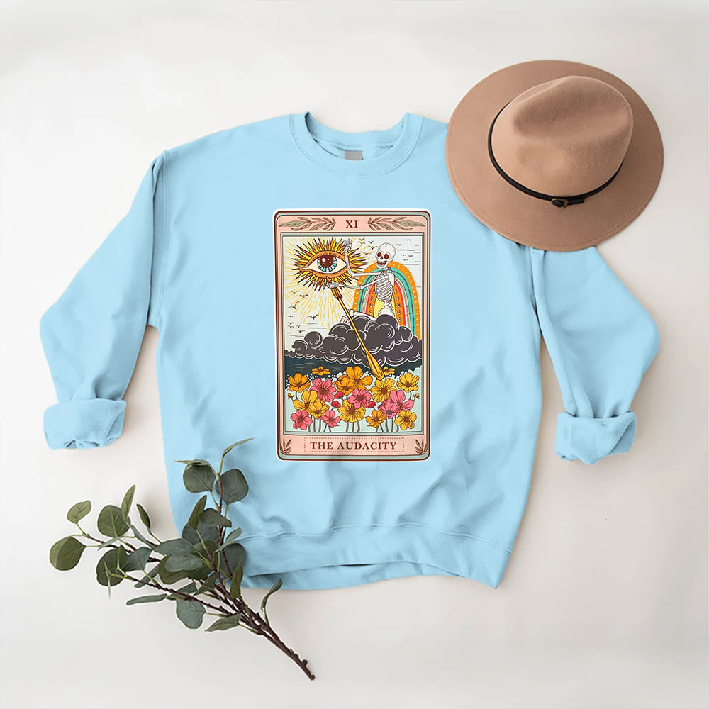 Sweat-shirt ras du cou unisexe Olivenorma THE AUDACITY Skull Tarot Card - Bleu - 2XL - image 15