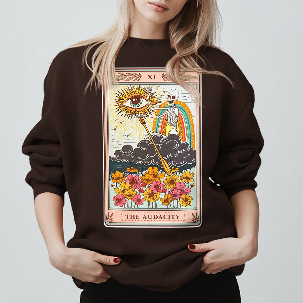 Sweat-shirt ras du cou unisexe Olivenorma THE AUDACITY Skull Tarot Card - Brun - 2XL - image 7