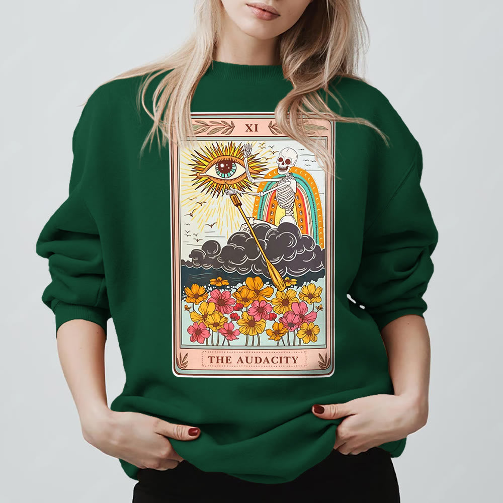 Sweat-shirt ras du cou unisexe Olivenorma THE AUDACITY Skull Tarot Card - Vert - 2XL - image 13