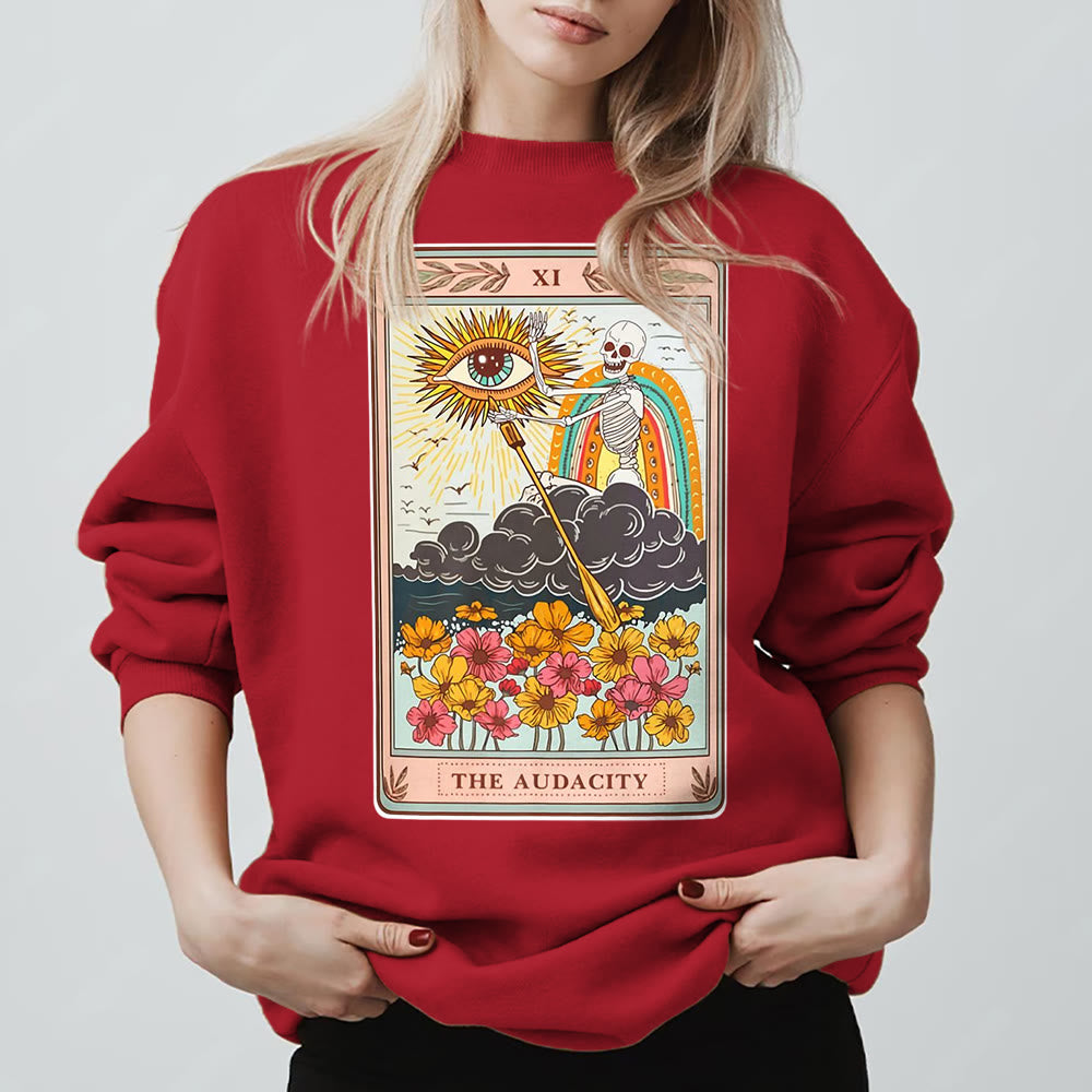 Sweat-shirt ras du cou unisexe Olivenorma THE AUDACITY Skull Tarot Card - Rouge - 2XL - image 11