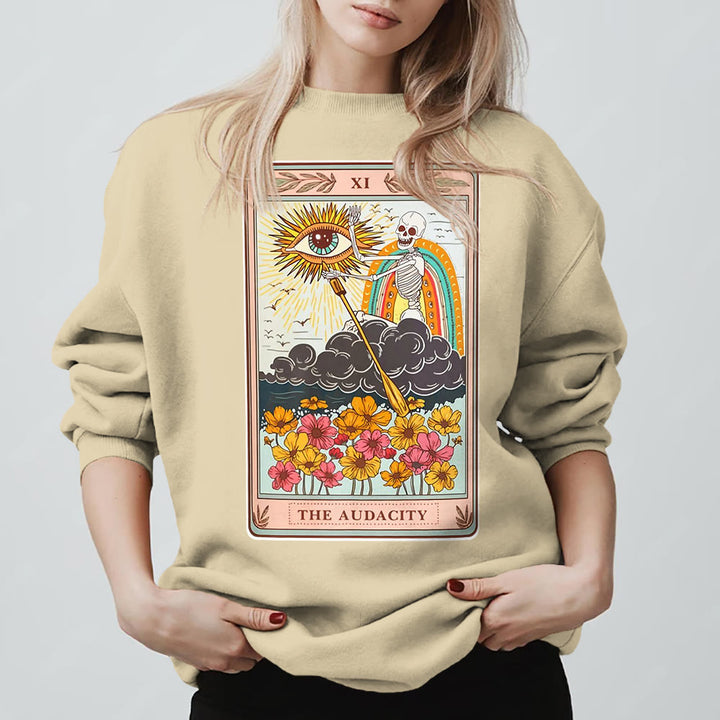 Sweat-shirt ras du cou unisexe Olivenorma THE AUDACITY Skull Tarot Card - Jaune clair - 2XL - image 9