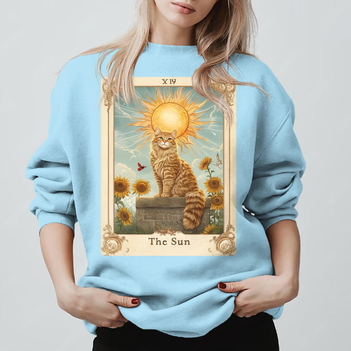 Sweat-shirt en polaire Olivenorma THE SUN Tarot Card Cat King Tournesols - Bleu - 2XL - image 15