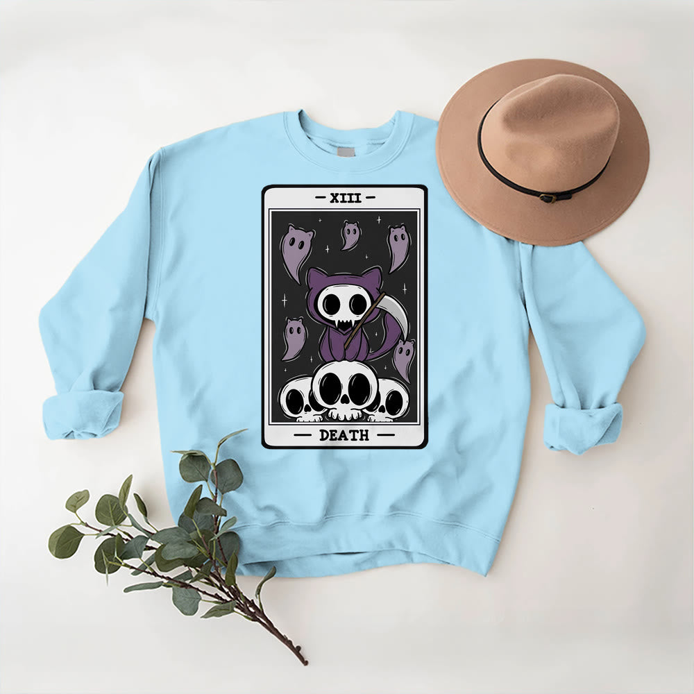 Sweat-shirt à manches longues en polaire Olivenorma DEATH Skeleton Ghosts Tarot Card - Bleu - 2XL - image 15