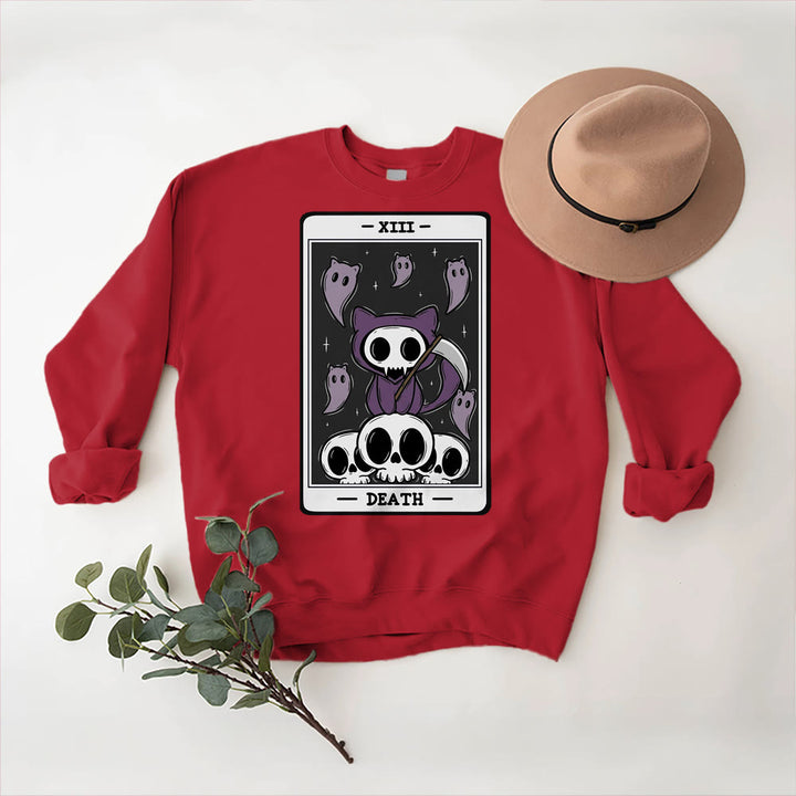 Sweat-shirt à manches longues en polaire Olivenorma DEATH Skeleton Ghosts Tarot Card - Rouge - 2XL - image 11