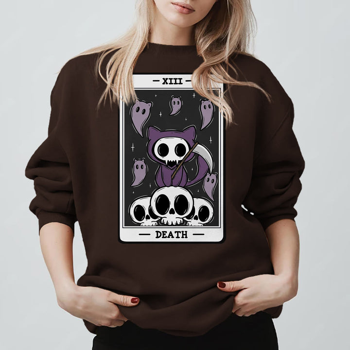 Sweat-shirt à manches longues en polaire Olivenorma DEATH Skeleton Ghosts Tarot Card - image 6