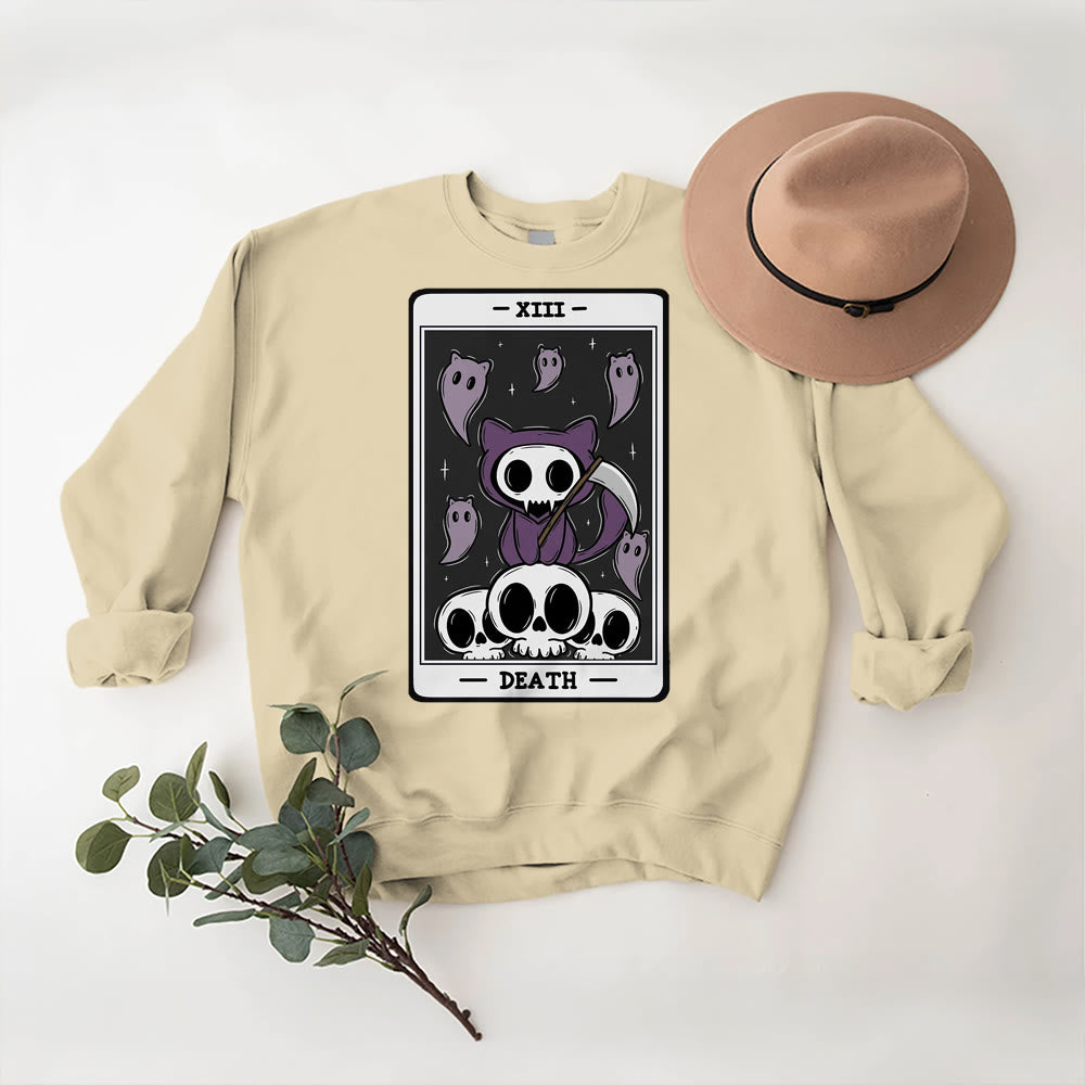Sweat-shirt à manches longues en polaire Olivenorma DEATH Skeleton Ghosts Tarot Card - image 10