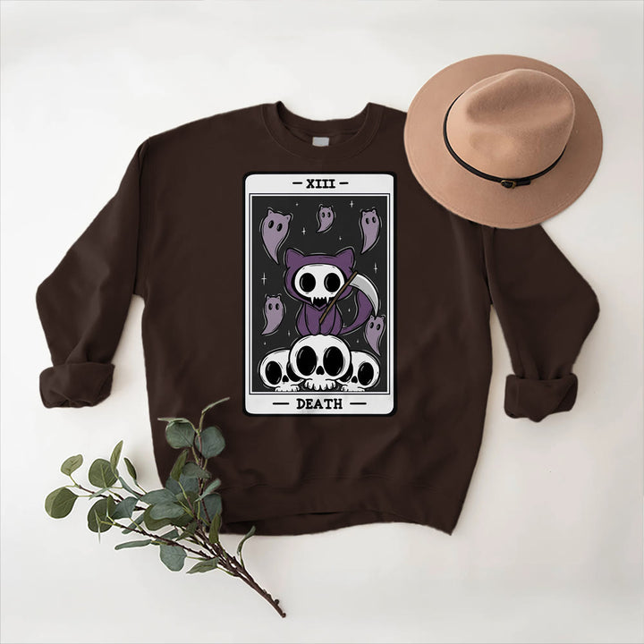 Sweat-shirt à manches longues en polaire Olivenorma DEATH Skeleton Ghosts Tarot Card - image 6