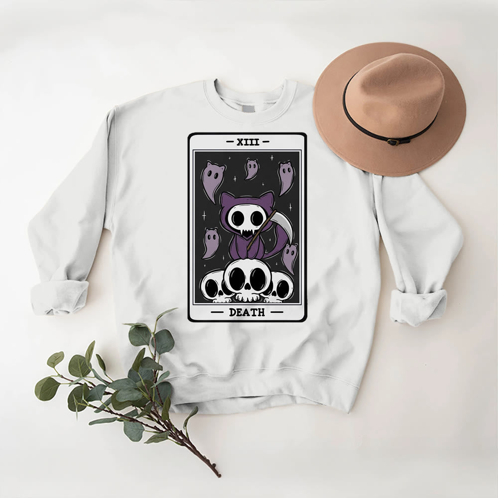 Sweat-shirt à manches longues en polaire Olivenorma DEATH Skeleton Ghosts Tarot Card - Blanc - 2XL - image 3