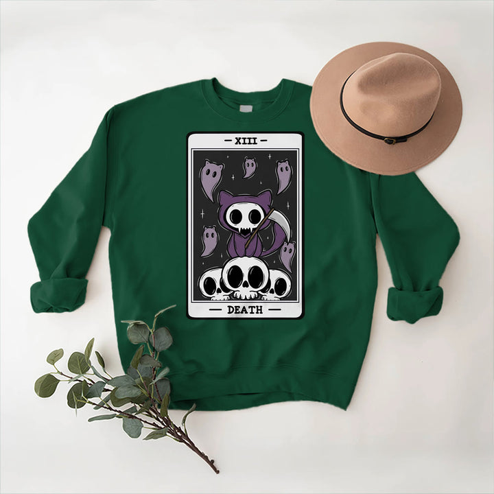 Sweat-shirt à manches longues en polaire Olivenorma DEATH Skeleton Ghosts Tarot Card - Vert - 2XL - image 13