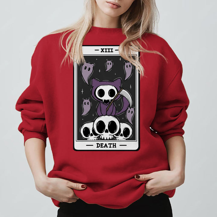Sweat-shirt à manches longues en polaire Olivenorma DEATH Skeleton Ghosts Tarot Card - Rouge - 2XL - image 11