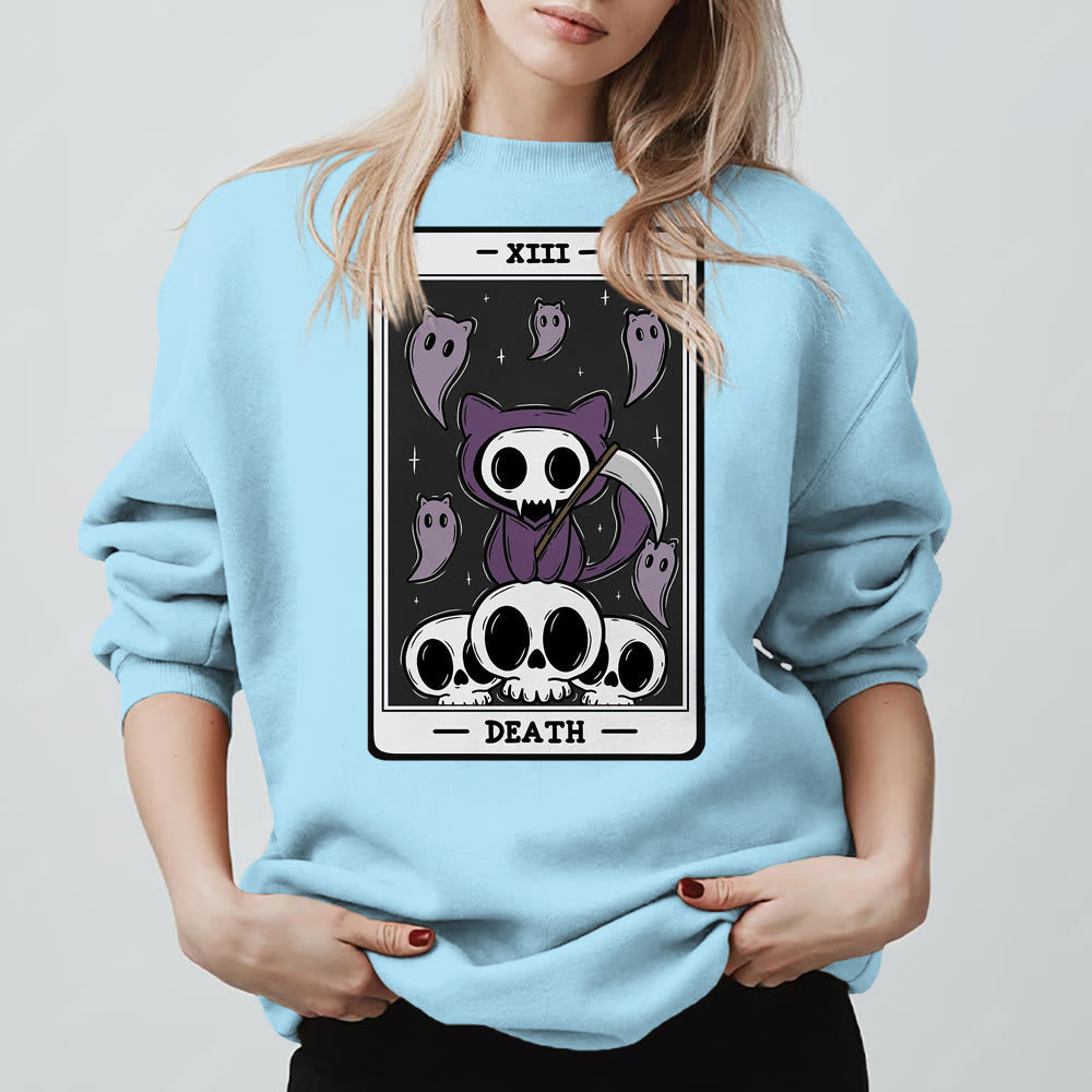 Sweat-shirt à manches longues en polaire Olivenorma DEATH Skeleton Ghosts Tarot Card - Bleu - 2XL - image 15