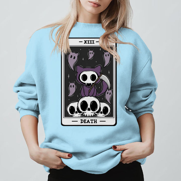 Sweat-shirt à manches longues en polaire Olivenorma DEATH Skeleton Ghosts Tarot Card - Bleu - 2XL - image 15