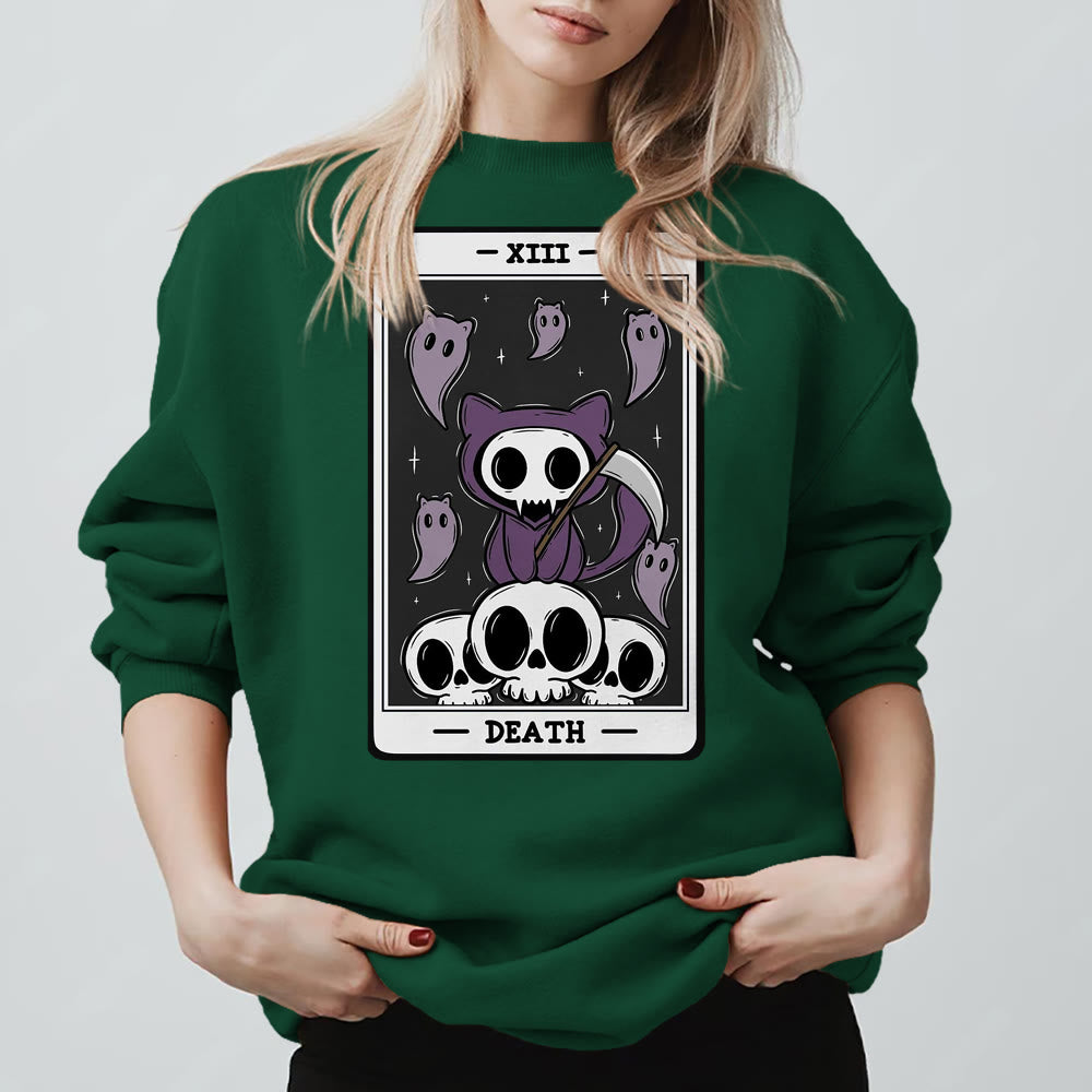 Sweat-shirt à manches longues en polaire Olivenorma DEATH Skeleton Ghosts Tarot Card - image 14