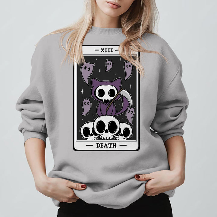 Sweat-shirt à manches longues en polaire Olivenorma DEATH Skeleton Ghosts Tarot Card - Gris - 2XL - image 7