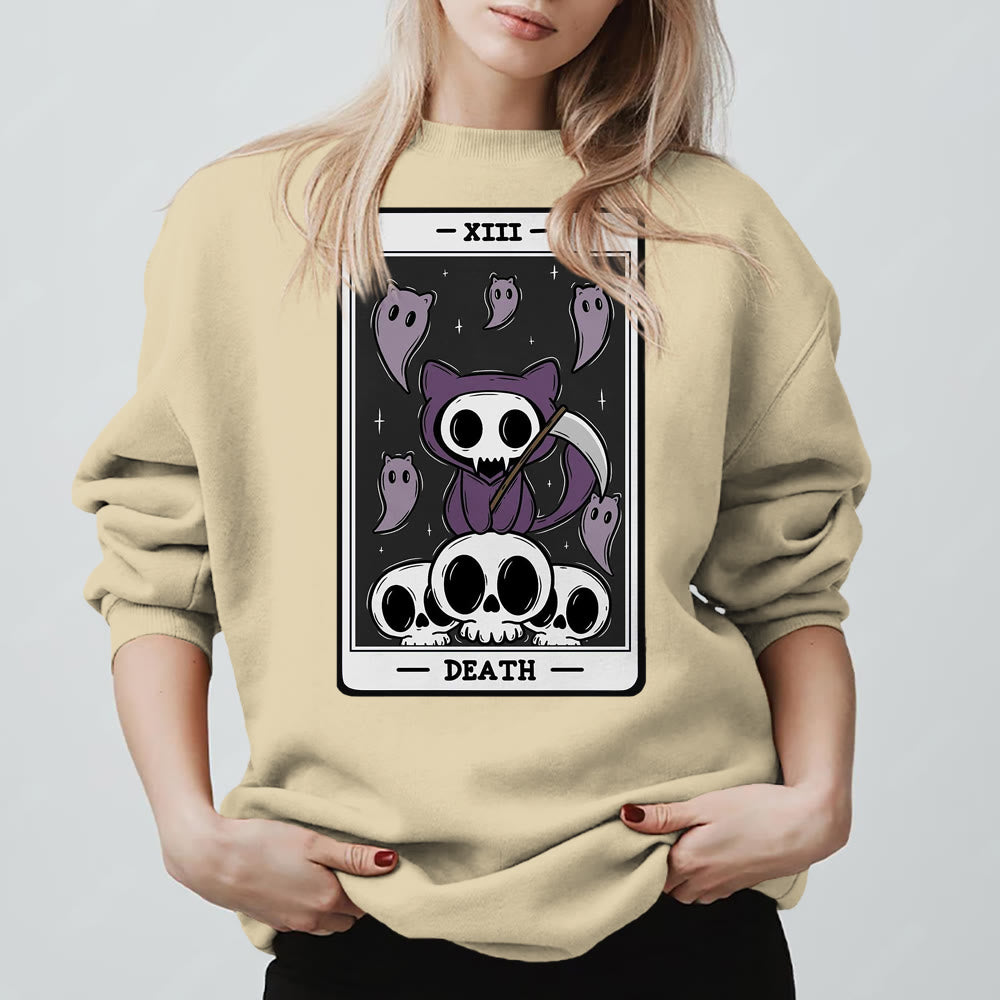 Sweat-shirt à manches longues en polaire Olivenorma DEATH Skeleton Ghosts Tarot Card - image 10