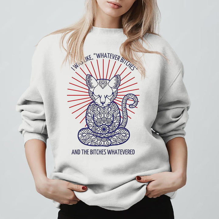 Sweat-shirt ras du cou à manches longues et inspiration méditation Olivenorma WHATEVER BIT*HES - Blanc - 2XL - image 3