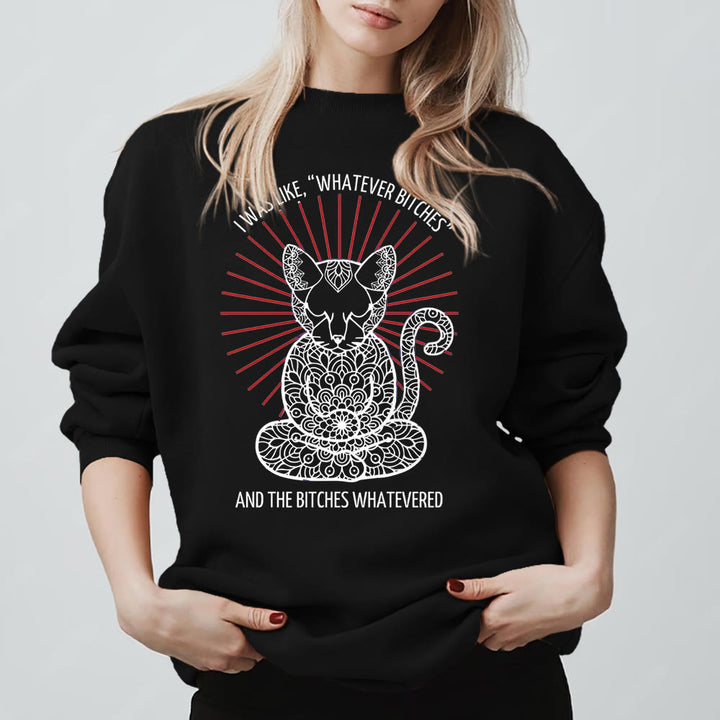 Sweat-shirt ras du cou à manches longues et inspiration méditation Olivenorma WHATEVER BIT*HES - Noir - 2XL - image 5