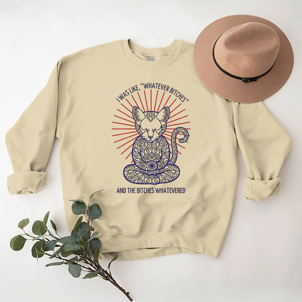 Sweat-shirt ras du cou à manches longues et inspiration méditation Olivenorma WHATEVER BIT*HES - Jaune clair - 2XL - image 0