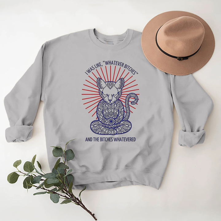 Sweat-shirt ras du cou à manches longues et inspiration méditation Olivenorma WHATEVER BIT*HES - Gris - 2XL - image 7