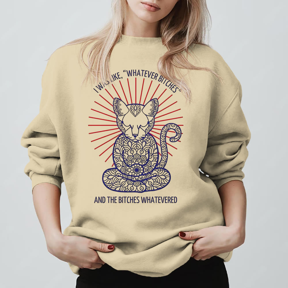 Sweat-shirt ras du cou à manches longues et inspiration méditation Olivenorma WHATEVER BIT*HES - Jaune clair - 2XL - image 0