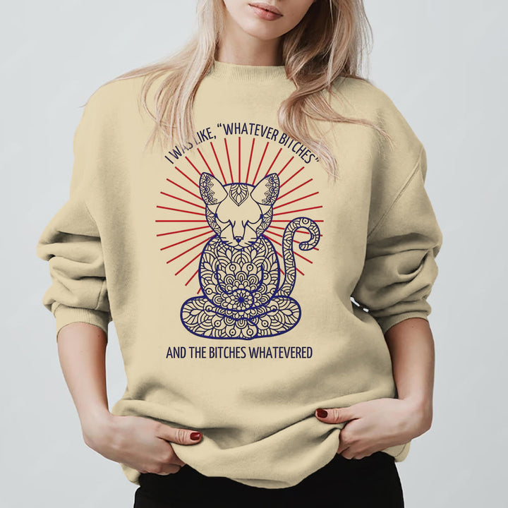 Sweat-shirt ras du cou à manches longues et inspiration méditation Olivenorma WHATEVER BIT*HES - Jaune clair - 2XL - image 0