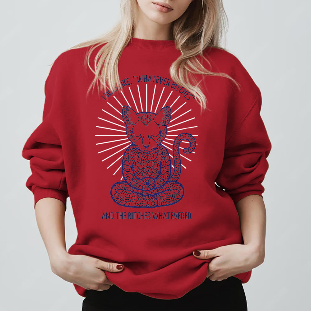 Sweat-shirt ras du cou à manches longues et inspiration méditation Olivenorma WHATEVER BIT*HES - Rouge - 2XL - image 11