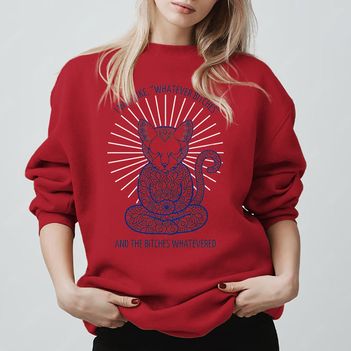 Sweat-shirt ras du cou à manches longues et inspiration méditation Olivenorma WHATEVER BIT*HES - Rouge - 2XL - image 11