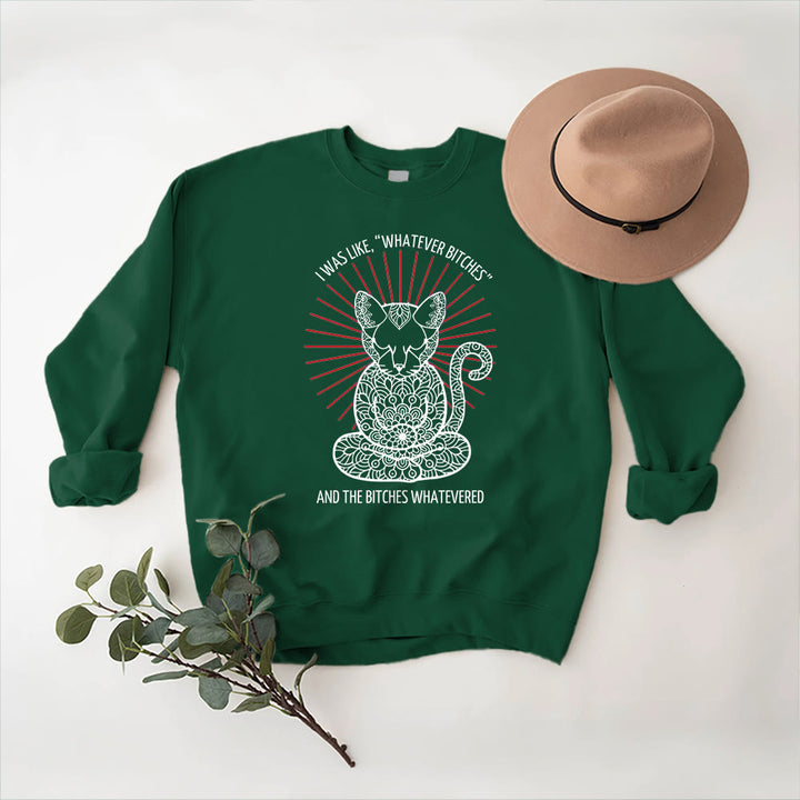 Sweat-shirt ras du cou à manches longues et inspiration méditation Olivenorma WHATEVER BIT*HES - Vert - 2XL - image 13