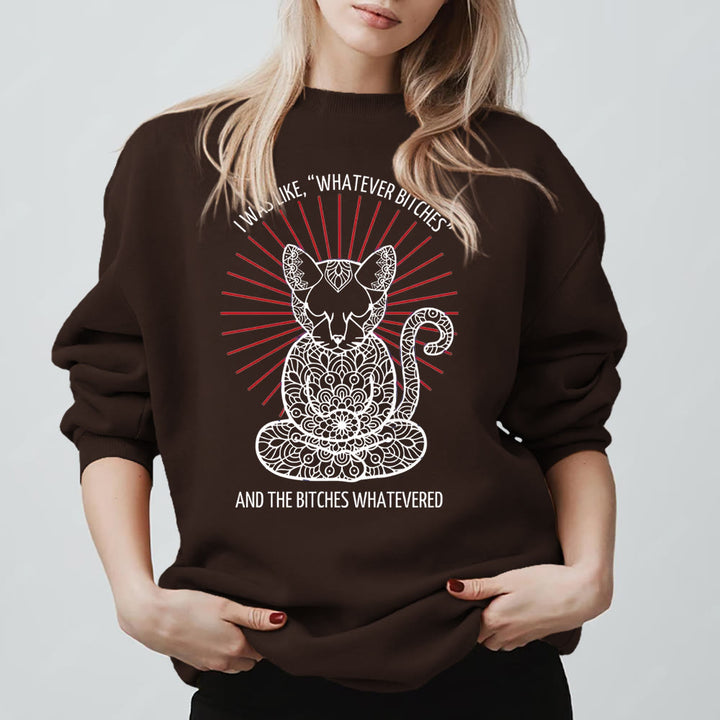 Sweat-shirt ras du cou à manches longues et inspiration méditation Olivenorma WHATEVER BIT*HES - Brun - 2XL - image 9