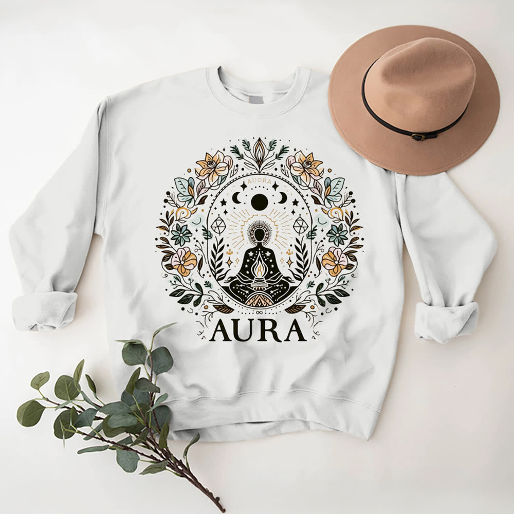 Sweat-shirt de méditation Olivenorma AURA à manches longues et col ras du cou en polaire - Blanc - 2XL - image 0