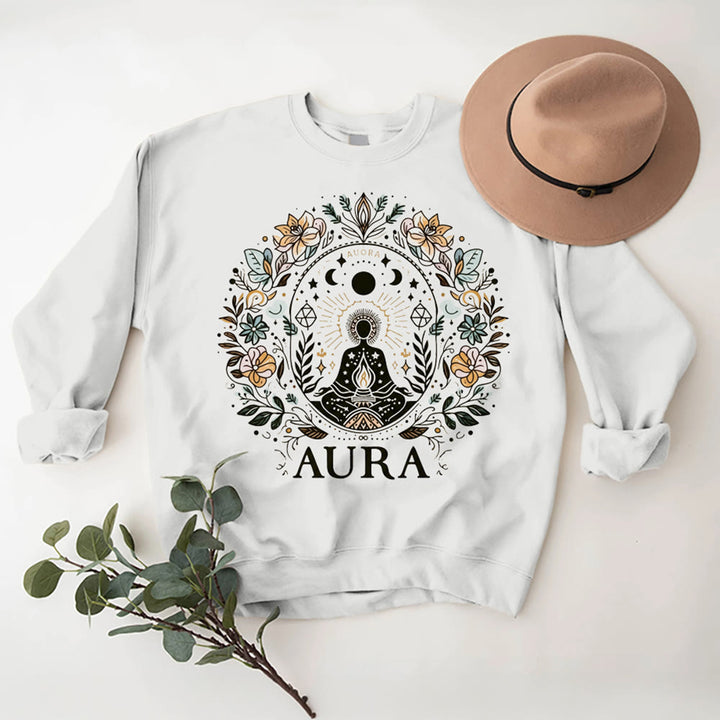 Sweat-shirt de méditation Olivenorma AURA à manches longues et col ras du cou en polaire - Blanc - 2XL - image 0