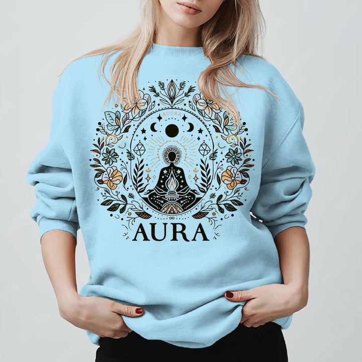 Sweat-shirt de méditation Olivenorma AURA à manches longues et col ras du cou en polaire - Bleu - 2XL - image 7
