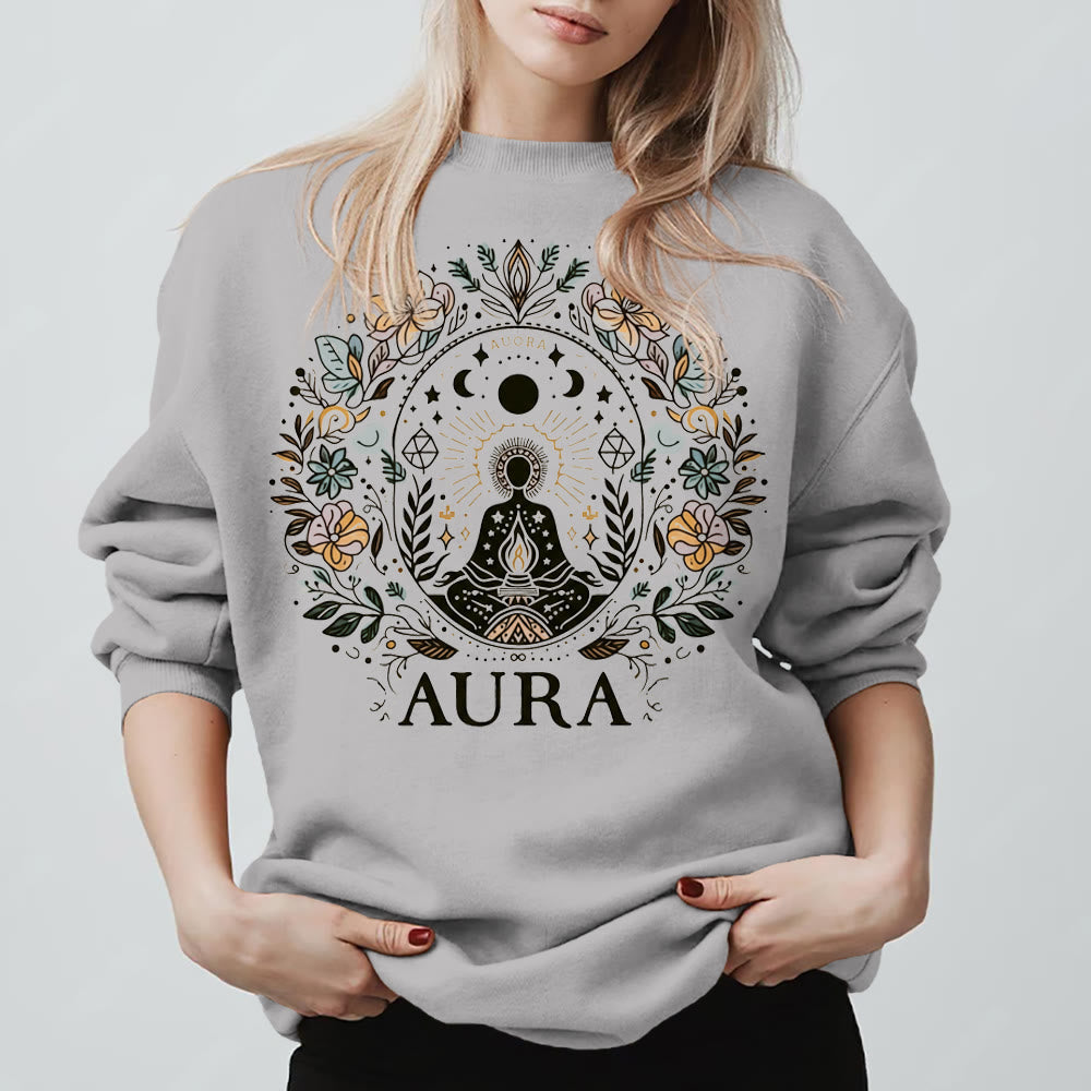 Sweat-shirt de méditation Olivenorma AURA à manches longues et col ras du cou en polaire - image 4