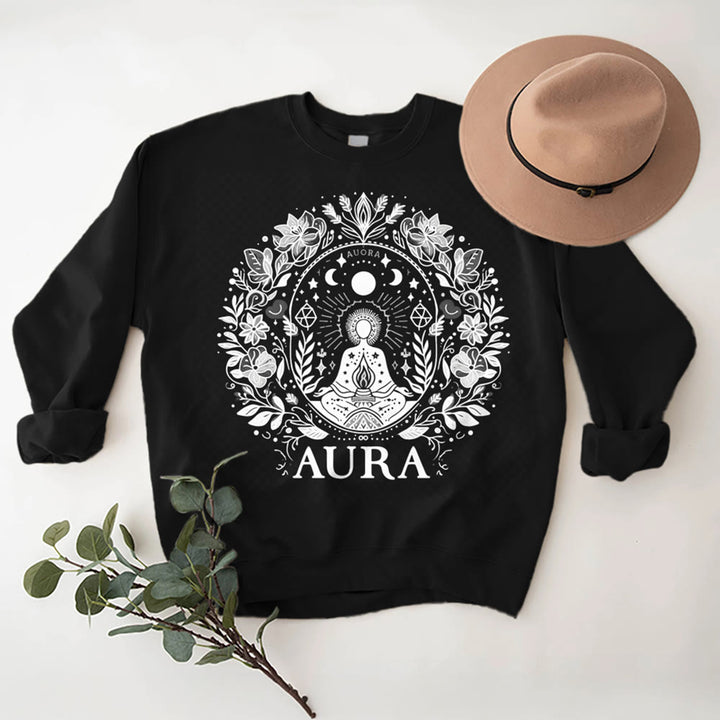 Sweat-shirt de méditation Olivenorma AURA à manches longues et col ras du cou en polaire - Noir - 2XL - image 13