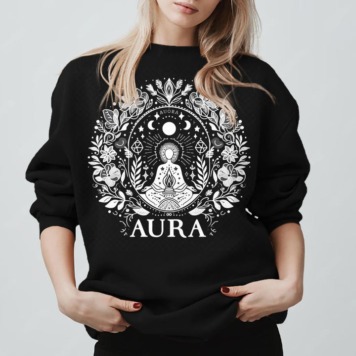 Sweat-shirt de méditation Olivenorma AURA à manches longues et col ras du cou en polaire - Noir - 2XL - image 13