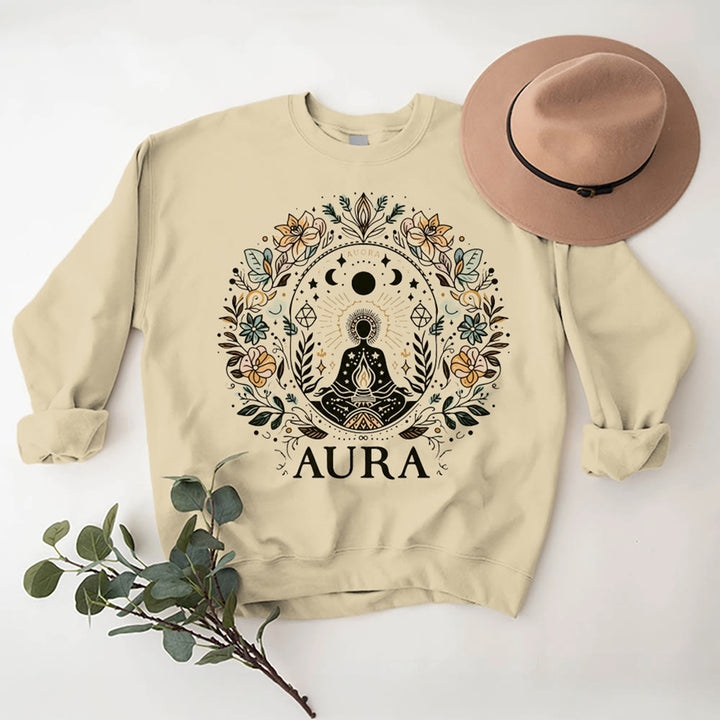 Sweat-shirt de méditation Olivenorma AURA à manches longues et col ras du cou en polaire - Jaune clair - 2XL - image 5