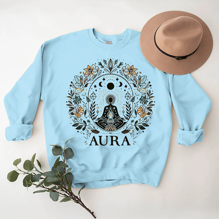 Sweat-shirt de méditation Olivenorma AURA à manches longues et col ras du cou en polaire - Bleu - 2XL - image 7
